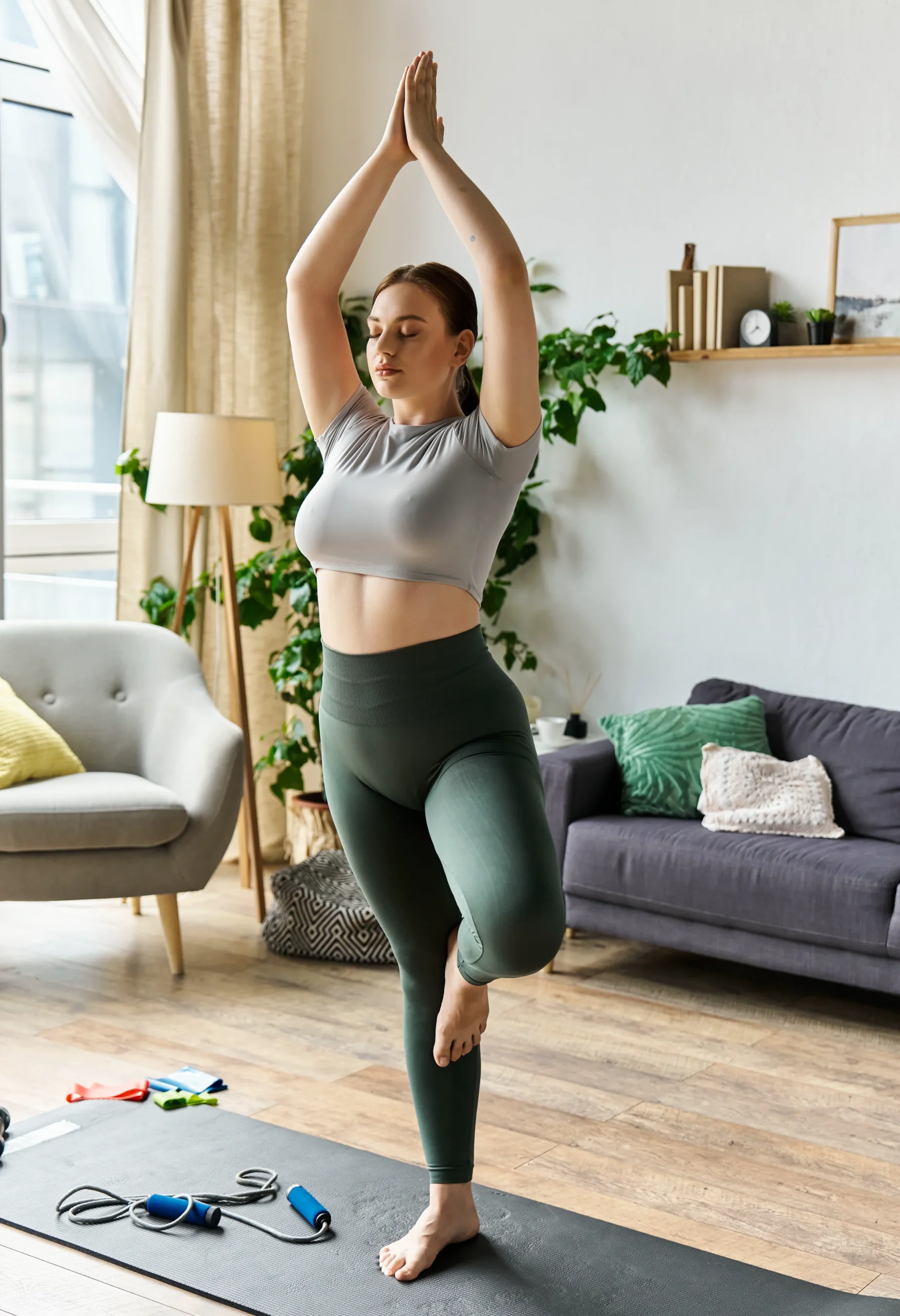 Otthoni edzés és nyújtás a rendszeres mozgás beépítéséhez az egészséges életmódba.